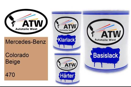 Mercedes-Benz, Colorado Beige, 470: 1L Lackdose + 1L Klarlack + 500ml Härter - Set, von ATW Autoteile West.